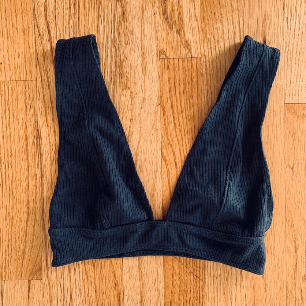 UO Dark Grey Ribbed Bralette/Crop Tank Top S: S